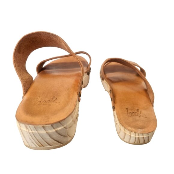 Beek Wood Clog Leather Sandals Womens Size 7 Natural Tan Double Strap Slip On - Picture 8 of 15